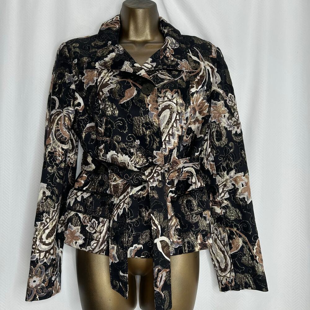 Piazza Sempione black metallic evening jacket belted classic elegant stylish